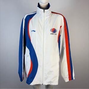 Ji Hong White Windbreaker with Blue and Red Accents Official XL NWT